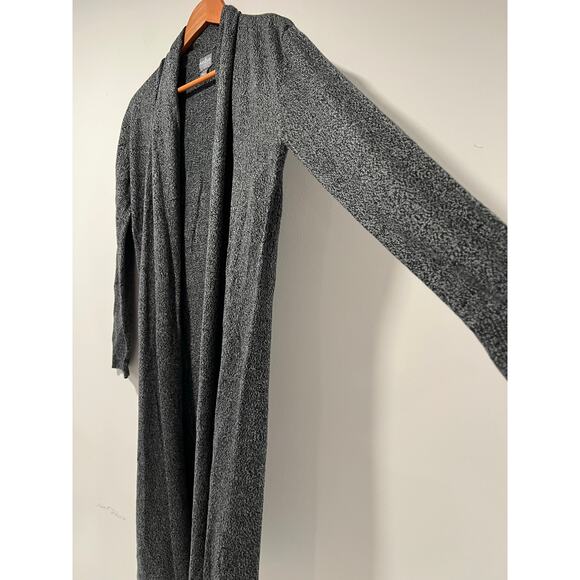 Soho Long Open Duster Cardigan Black and Gray Speckled Size Small JL - Picture 4 of 10
